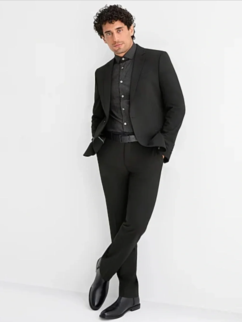 JF J. Ferrar Two piece suit black slim-fit
